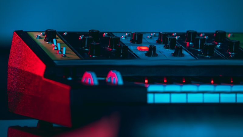 vintage synthesizer close-up