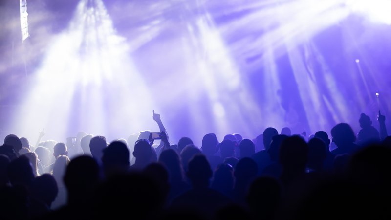 concert crowd with stage lights
