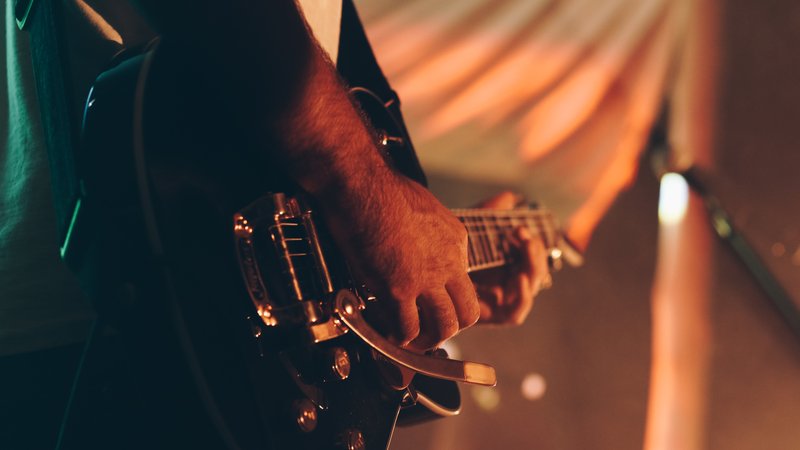 electric guitar close-up on stage