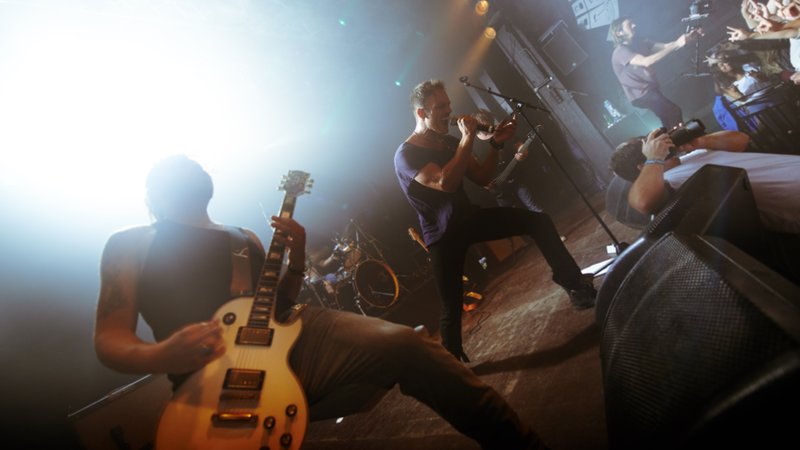 heavy metal band performing