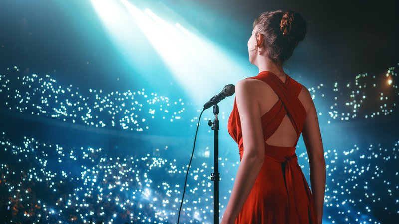 French singer on stage