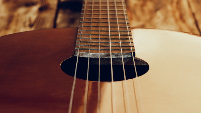 vintage acoustic guitar close-up