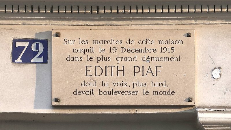 Plaque Édith Piaf, 72 rue de Belleville, Paris 20e 6