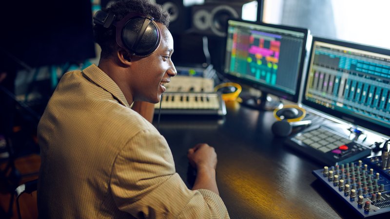 music producer at mixing desk