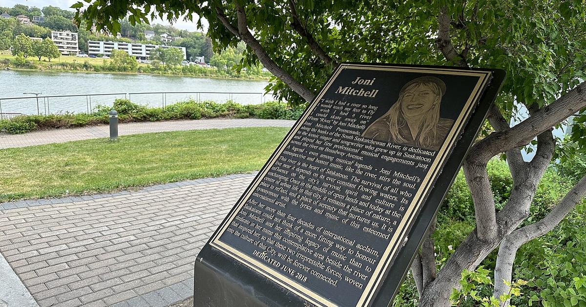 Joni Mitchell 'River' plaque in Saskatoon