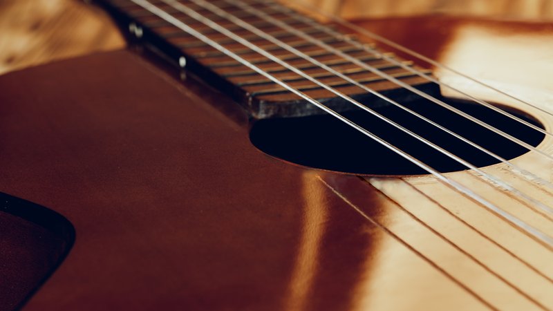 vintage acoustic guitar close-up