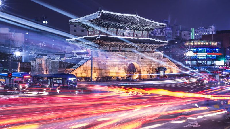 Seoul neon cityscape