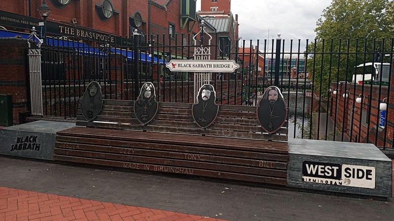 Black Sabbath Bench and Black Sabbath Bridge in Birmingham, England, UK, on 25 September 2022