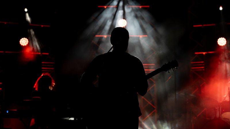 rock concert stage with guitarist