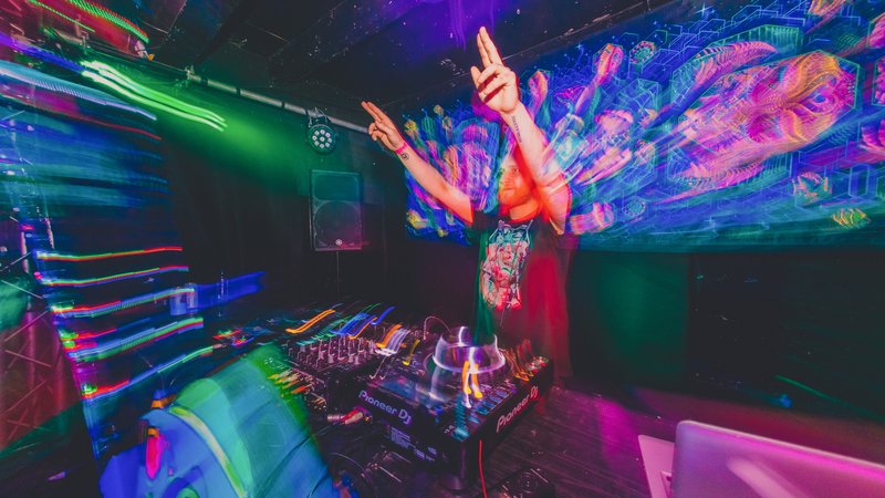 progressive trance DJ booth